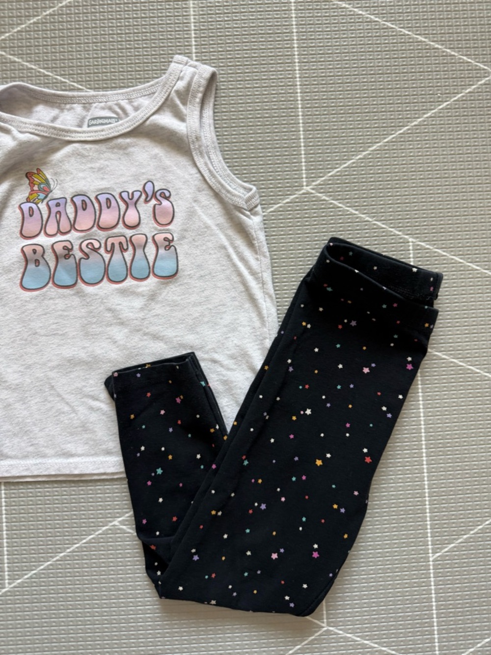 Garanimals|Baby girl/toddler set,Black Confetti Leggings & Daddy's Bestie TANK•